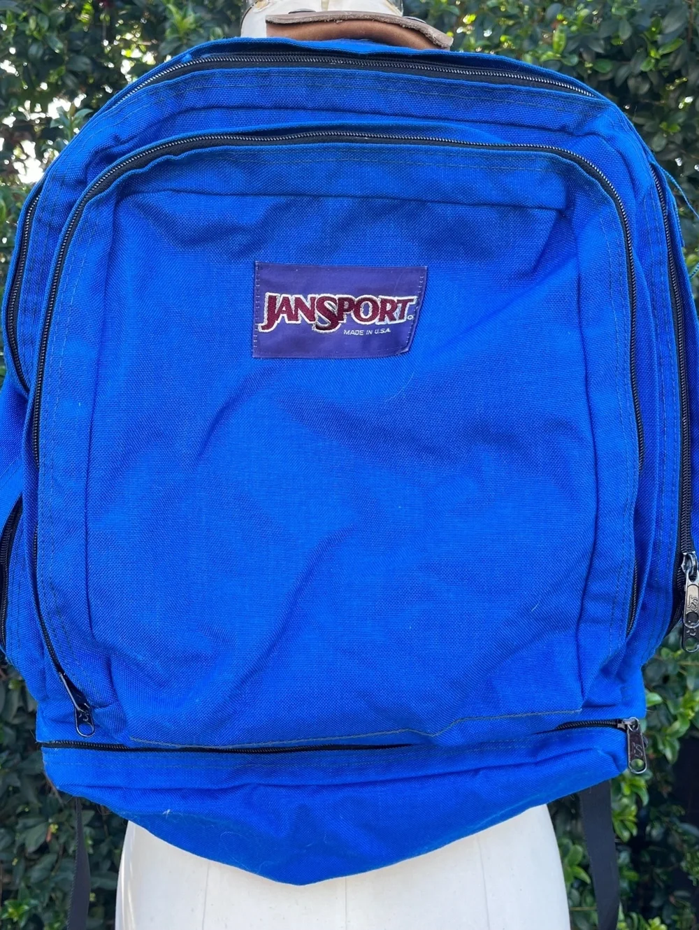Vintage JanSport Backpack Made in USA Blue Multi Pocket 80s 90s School Bag